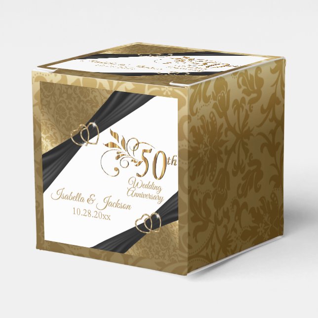 Elegant 50th Wedding Anniversary Favour Box (Front Side)