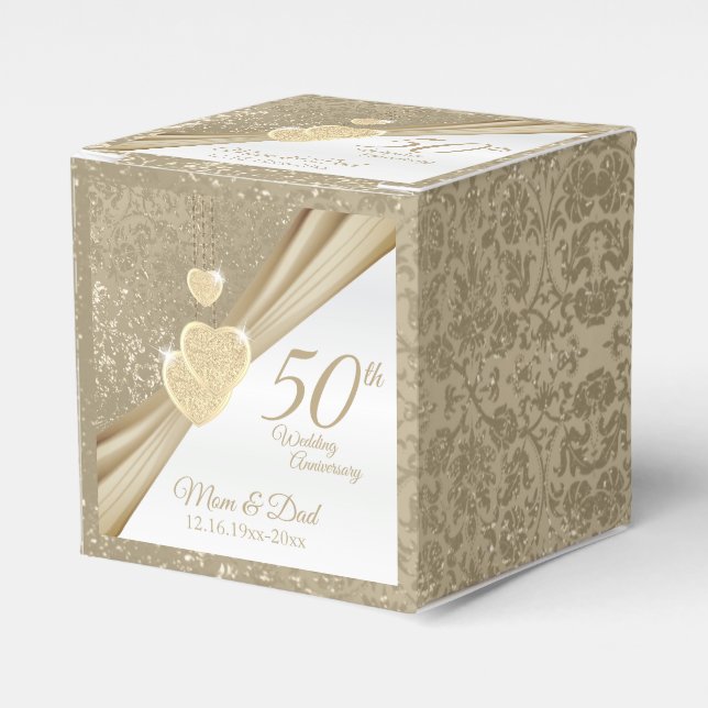 Elegant 50th Wedding Anniversary Favour Box (Front Side)
