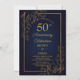 Elegant 50th Wedding Anniversary Floral Celebratio Invitation