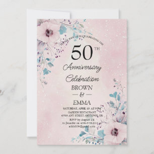 Elegant 50th Wedding Anniversary Floral Celebratio Invitation