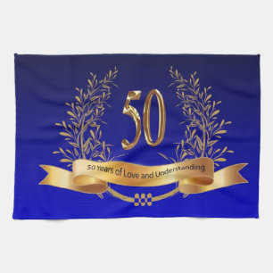 Elegant 50th Wedding Anniversary Gifts Tea Towel