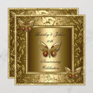 Elegant 50th Wedding Anniversary Gold Butterfly Invitation