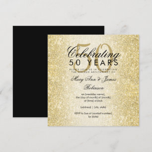 Elegant 50th Wedding Anniversary Gold Glitter Invitation