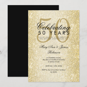 Elegant 50th Wedding Anniversary Gold Glitter Invitation