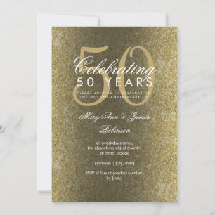 Elegant 50th Wedding Anniversary Gold Glitter Invitation