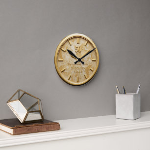 Elegant 50th Wedding Anniversary Gold Watch Round Clock