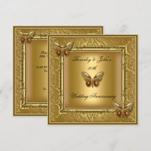 Elegant 50th Wedding Anniversary Golden Damask Invitation