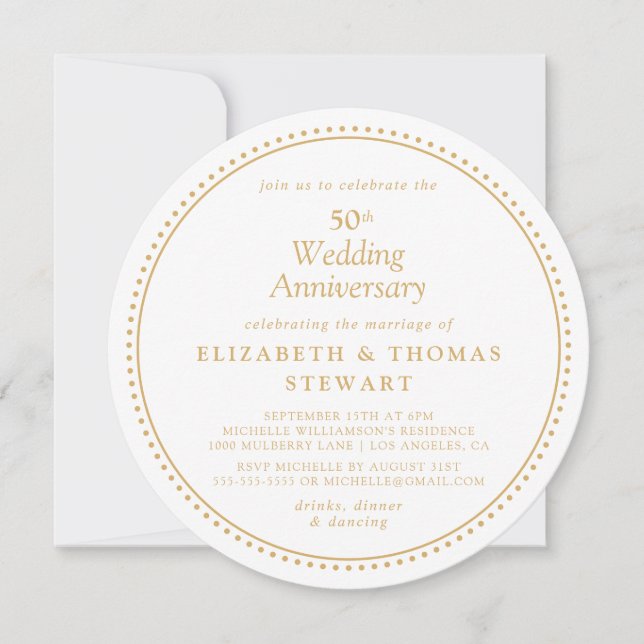 Elegant 50th Wedding Anniversary Invitation (Front)