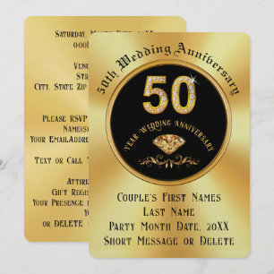 Elegant 50th Wedding Anniversary Invitations, Invitation