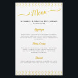 Elegant 50th Wedding Anniversary Menu<br><div class="desc">Keep your guests informed with this Elegant 50th Wedding Anniversary Menu page. Faux gold dots border the top and bottom of the page, while the menu for the meal is neatly displayed between the borders. The occasion is specified on the back of the menu. Design ©Vann-Horn Creative Photo & Designs....</div>