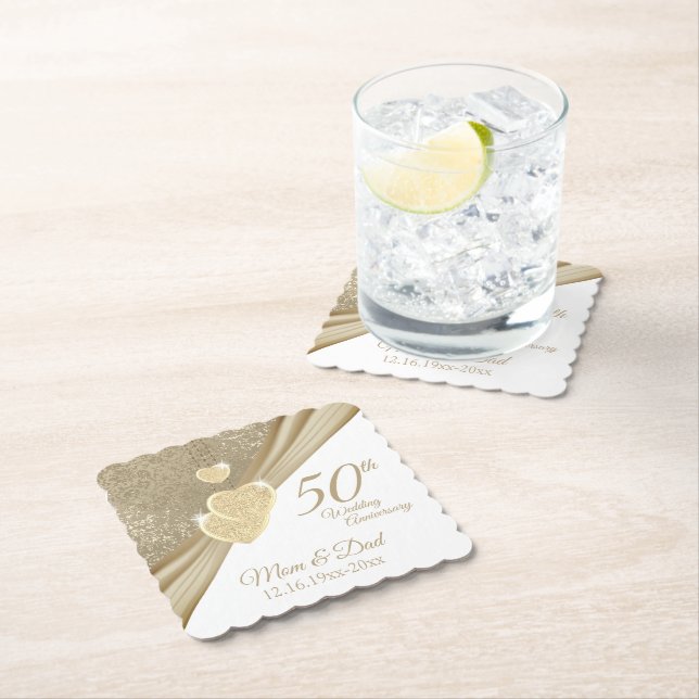 Elegant 50th Wedding Anniversary   Paper Coaster (Insitu)