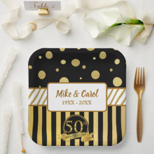 Elegant 50th Wedding Anniversary Paper Plate