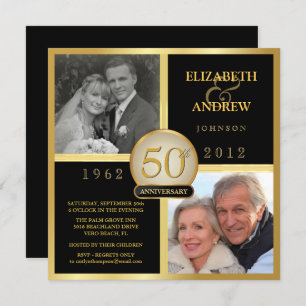 Elegant 50th Wedding Anniversary Photo Invitations
