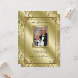 Elegant 50th Wedding Anniversary Photo Invite