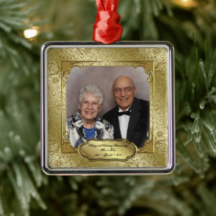 Elegant 50th Wedding Anniversary Photo Ornament