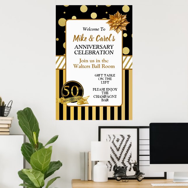Elegant 50th Wedding Anniversary Poster (Home Office)