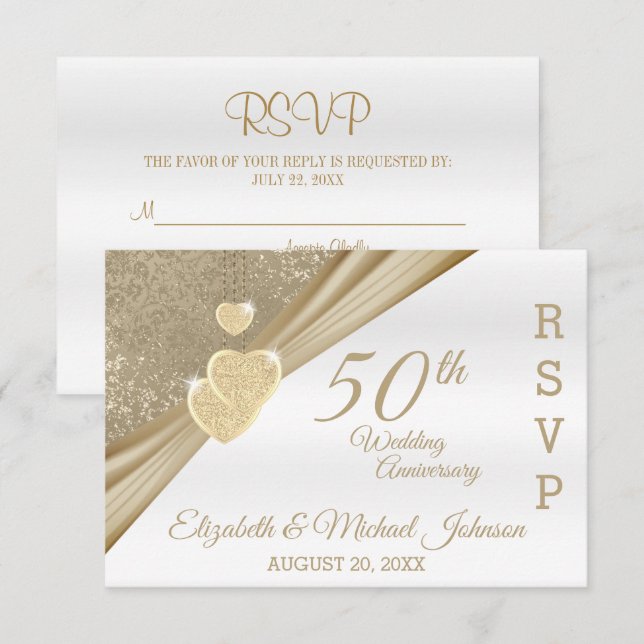 Elegant 50th Wedding Anniversary - RSVP (Front/Back)