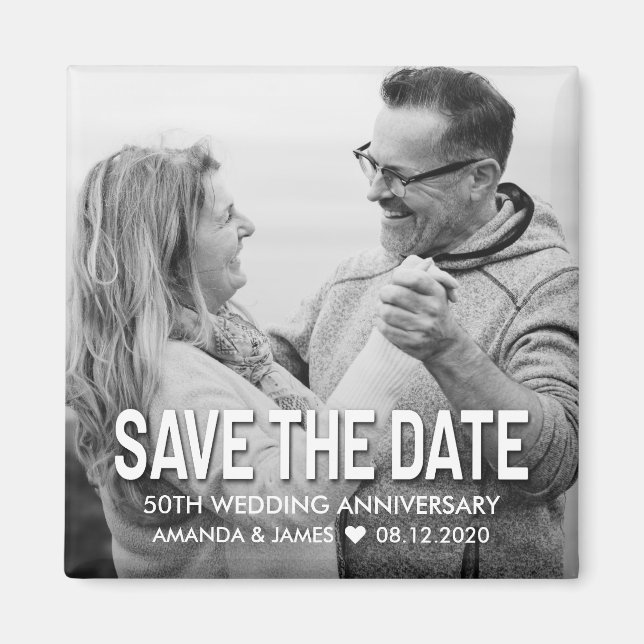 Elegant 50th Wedding Anniversary Save The Date Magnet (Front)