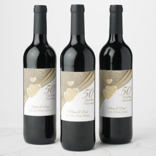 Elegant 50th Wedding Anniversary Wine Label