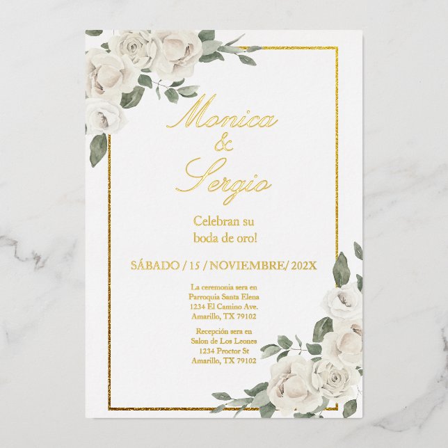 Elegant 50th Wedding Invitation in Spanish (Front)
