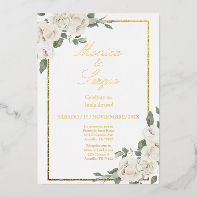 Elegant 50th Wedding Invitation in Spanish (Front)