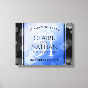 Elegant 51st Sapphire Wedding Anniversary Canvas Print