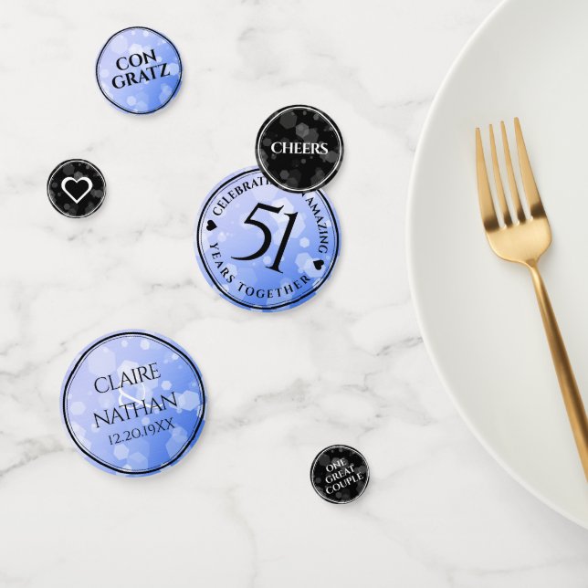 Elegant 51st Sapphire Wedding Anniversary Confetti (Group)