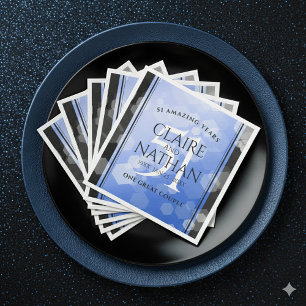 Elegant 51st Sapphire Wedding Anniversary Napkin