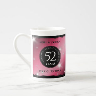 Elegant 52nd Star Ruby Wedding Anniversary Bone China Mug