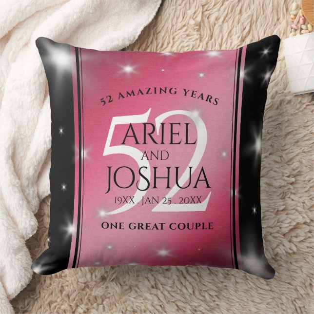 Elegant 52nd Star Ruby Wedding Anniversary Cushion (Blanket)