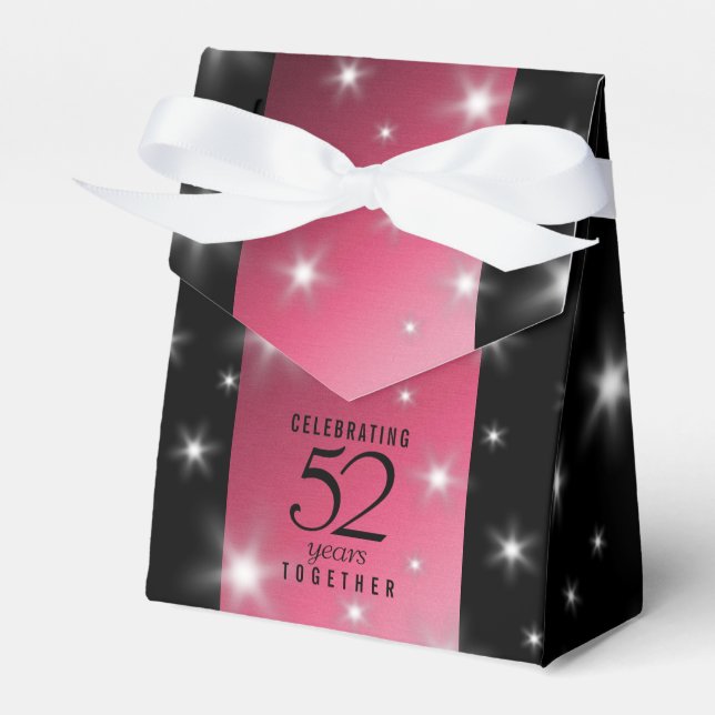 Elegant 52nd Star Ruby Wedding Anniversary Favour Box (Front Side)