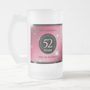 Elegant 52nd Star Ruby Wedding Anniversary Frosted Glass Beer Mug