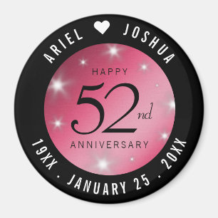 Elegant 52nd Star Ruby Wedding Anniversary Magnet