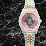 Elegant 52nd Star Ruby Wedding Anniversary Watch<br><div class="desc">Celebrate the 52nd star ruby wedding anniversary and a love that stands the test of time with this stylish watch! Elegant black and white lettering with stylised stars twinkling on a rubine red background add a memorable touch for this special occasion and extraordinary milestone. Personalise with couple's names and dates...</div>