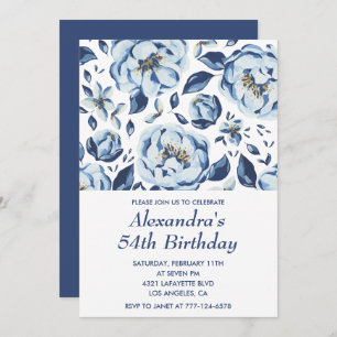 Elegant 54th birthday invitations Floral Vintage