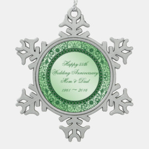 Elegant 55 Wedding Anniversary Snowflake Ornament