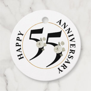 Elegant 55th Anniversary Floral Favour Tags
