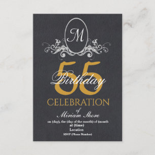 Elegant 55th Birthday Party Textured Invite