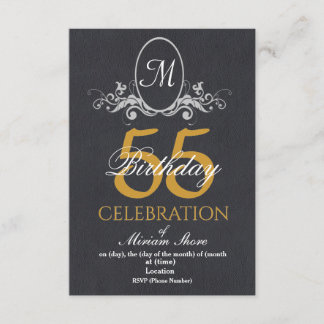 Elegant 55th Birthday Party Textured Invite