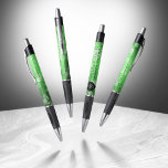 Elegant 55th Emerald Wedding Anniversary<br><div class="desc">This commemorative pen helps add an extra special touch to 55th emerald wedding anniversary celebrations! Elegant black and white lettering with hexagonal confetti on an emerald green background add a memorable touch for this special occasion and extraordinary milestone. Personalise with the couple's names, dates of marriage, and up to two...</div>