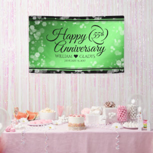 Elegant 55th Emerald Wedding Anniversary Banner