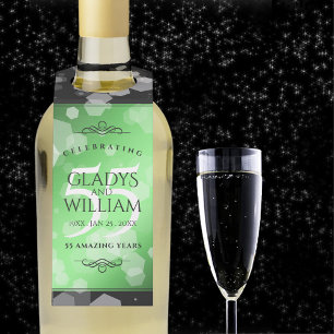 Elegant 55th Emerald Wedding Anniversary Bottle Tag