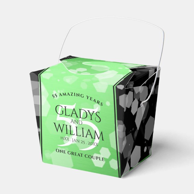 Elegant 55th Emerald Wedding Anniversary Favour Box (Front Side)