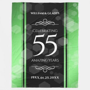 Elegant 55th Emerald Wedding Anniversary Fleece Blanket