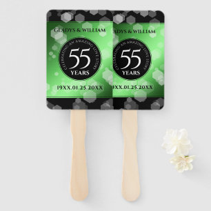 Elegant 55th Emerald Wedding Anniversary Hand Fan