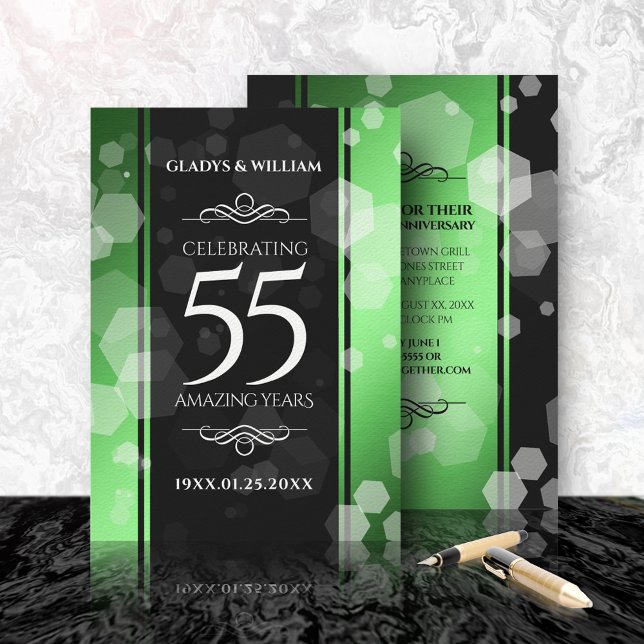 Elegant 55th Emerald Wedding Anniversary Invitation (Creator Uploaded)