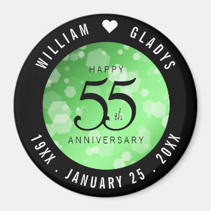 Elegant 55th Emerald Wedding Anniversary Magnet