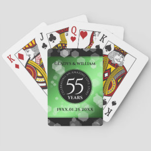 Elegant 55th Emerald Wedding Anniversary Playing Cards