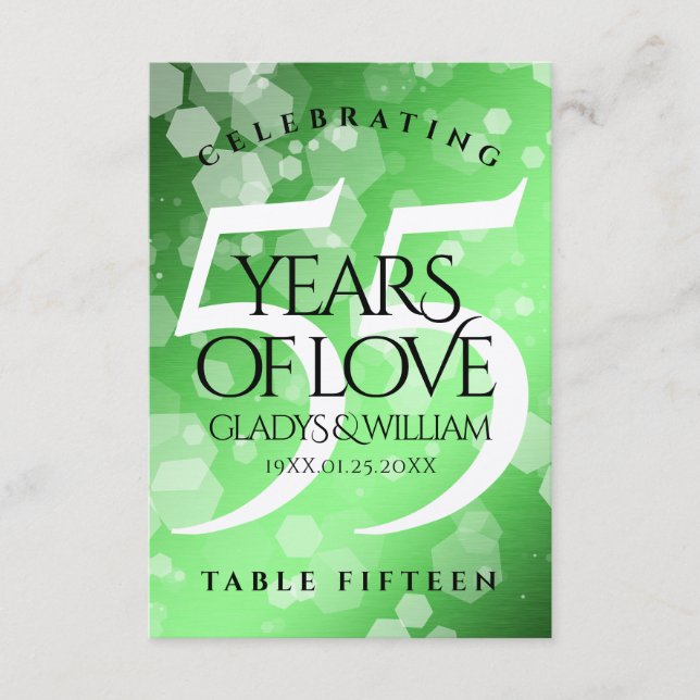 Elegant 55th Emerald Wedding Anniversary Thank You Card (Front)
