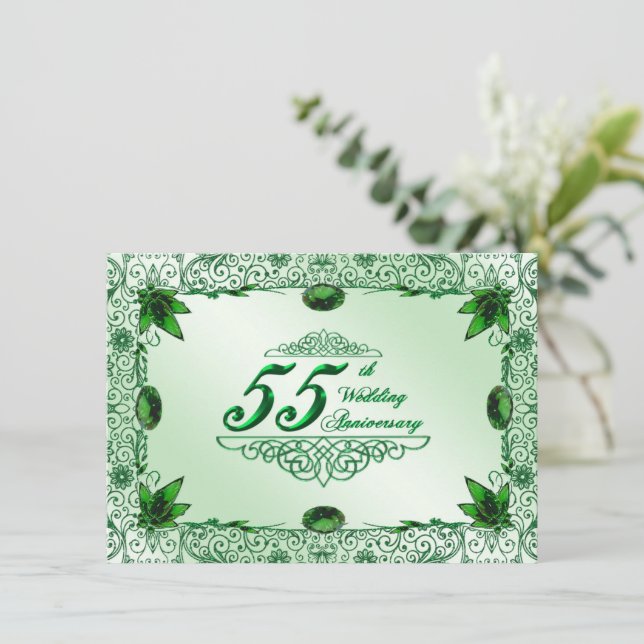 Elegant 55th Wedding Anniversary 4.5x6.25 Invite (Standing Front)